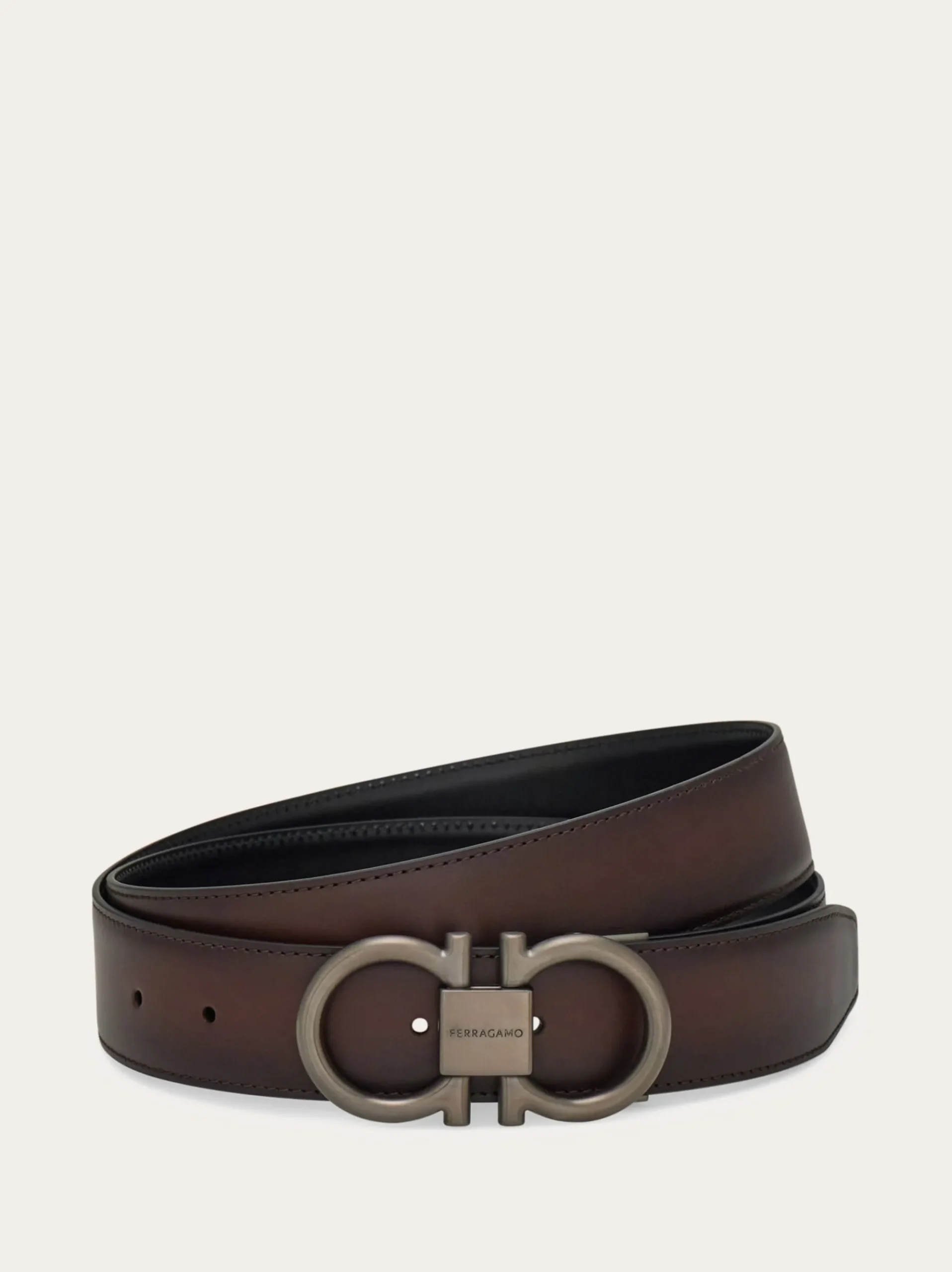 Reversible and adjustable Gancini belt - Men