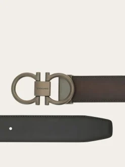 Reversible and adjustable Gancini belt - Men