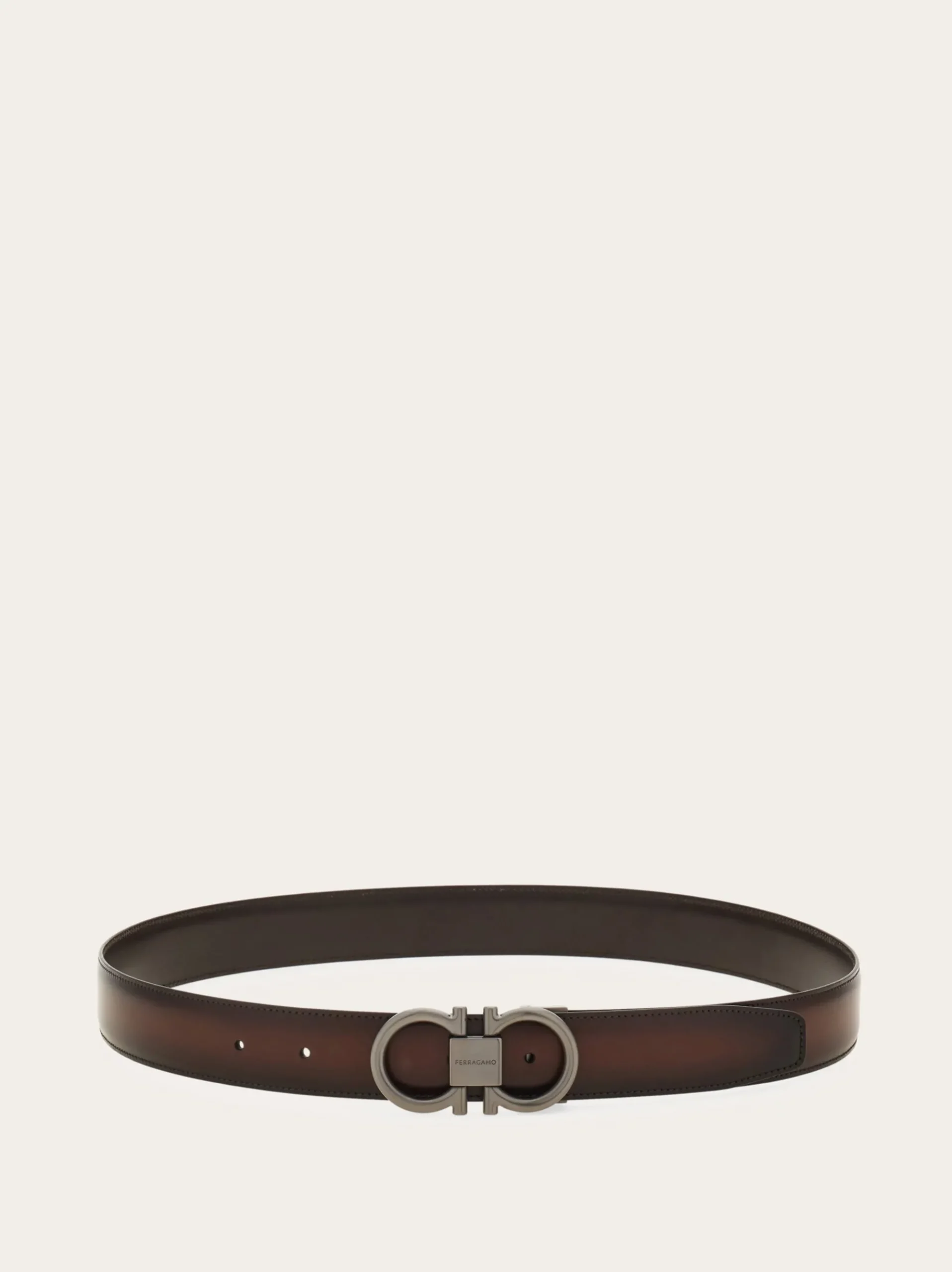 Reversible and adjustable Gancini belt - Men