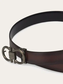 Reversible and adjustable Gancini belt - Men