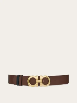 Reversible and adjustable Gancini belt - Women