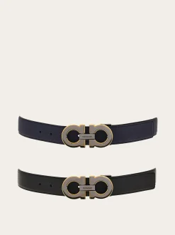 Reversible and adjustable Gancini belt with Switch buckle - Men