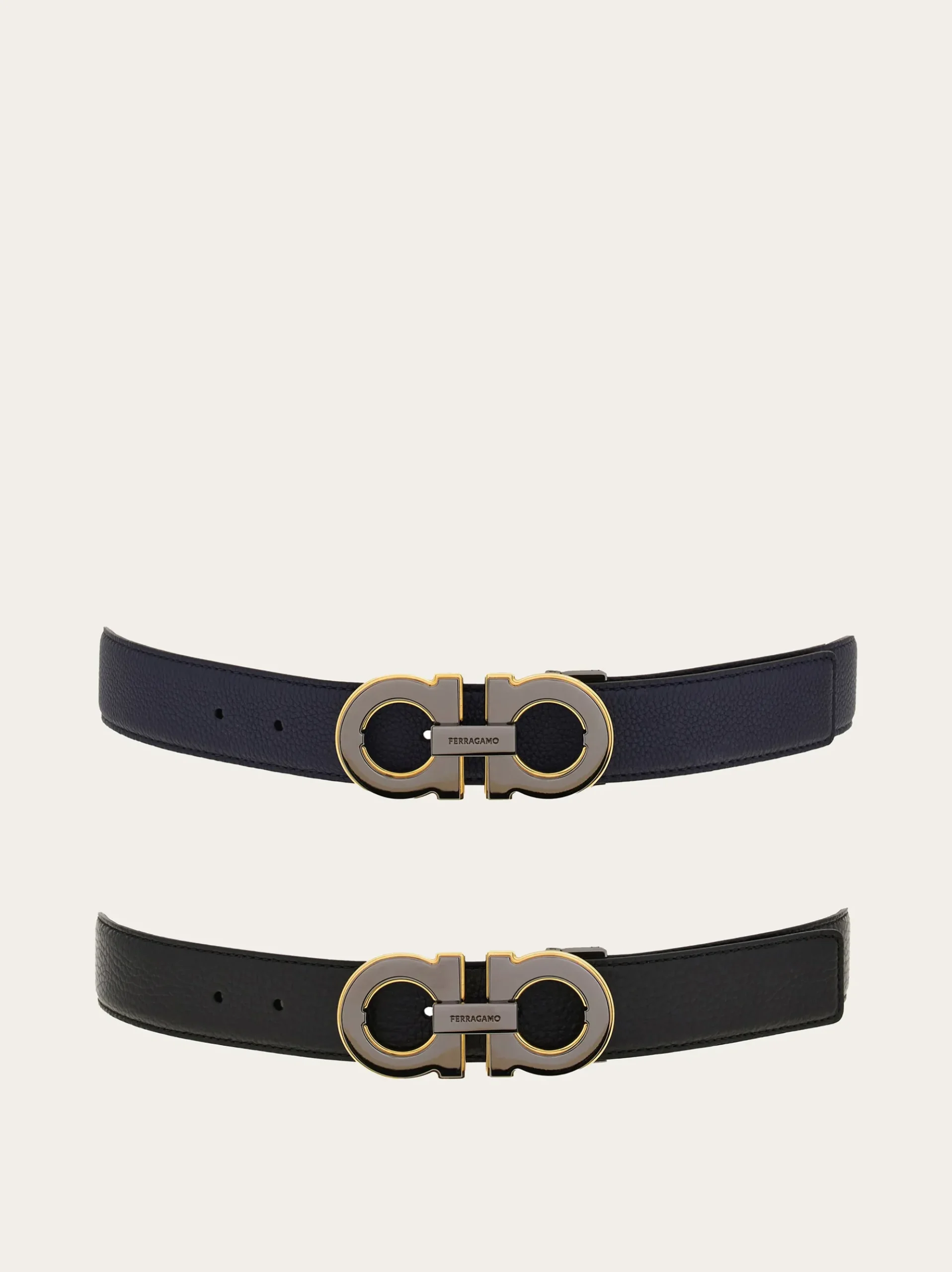 Reversible and adjustable Gancini belt with Switch buckle - Men