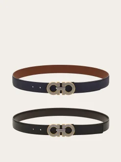 Reversible and adjustable Gancini belt with Switch buckle - Men