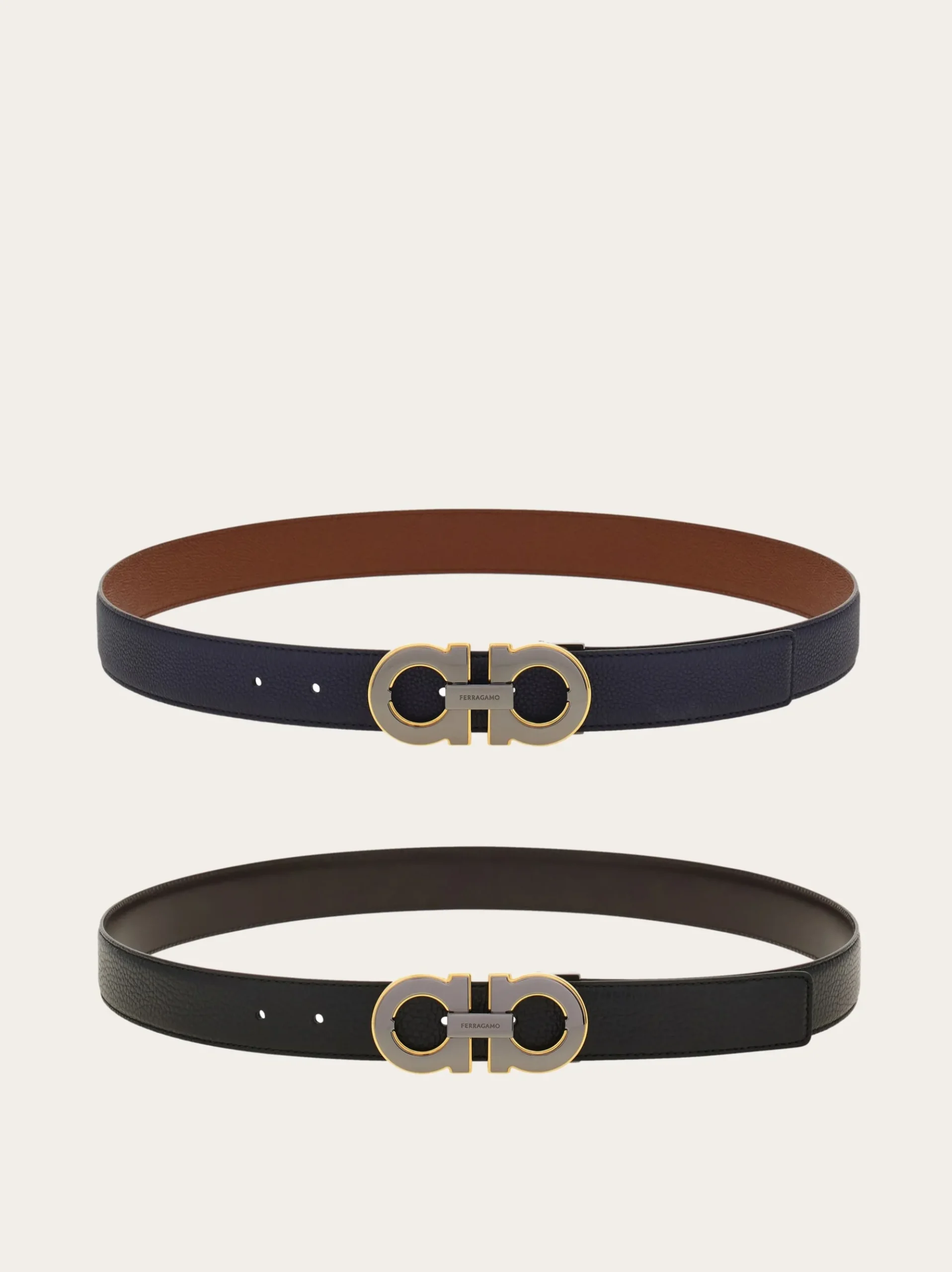 Reversible and adjustable Gancini belt with Switch buckle - Men