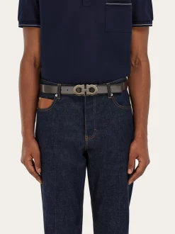 Reversible and adjustable Gancini belt with Switch buckle - Men
