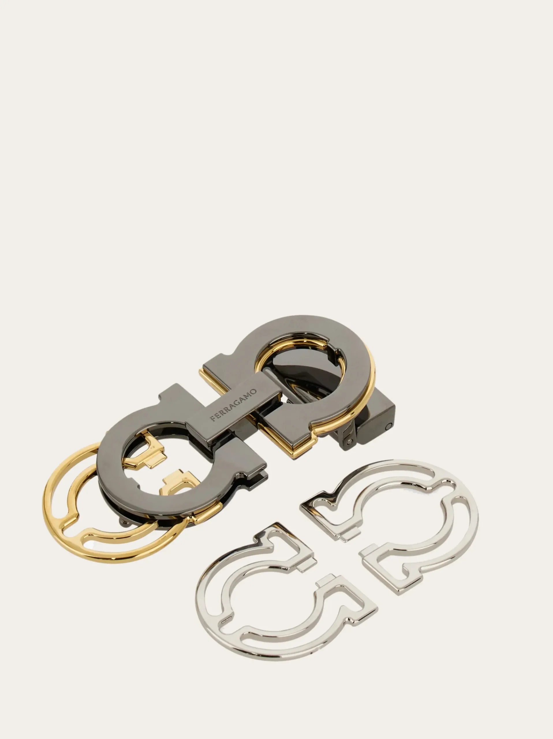 Reversible and adjustable Gancini belt with Switch buckle - Men