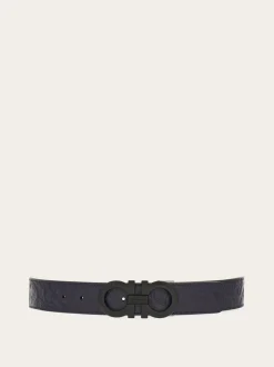 Reversible and adjustable Gancini belt - Men