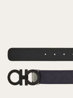 Reversible and adjustable Gancini belt - Men