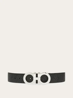 Reversible and adjustable Gancini belt - Men