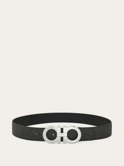 Reversible and adjustable Gancini belt - Men