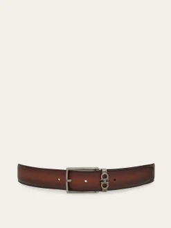 Reversible and adjustable Gancini belt - Men