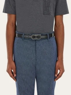 Reversible and adjustable Gancini belt - Men