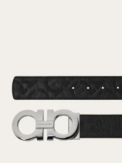 Reversible and adjustable Gancini belt - Men