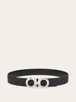 Reversible and adjustable Gancini belt - Men
