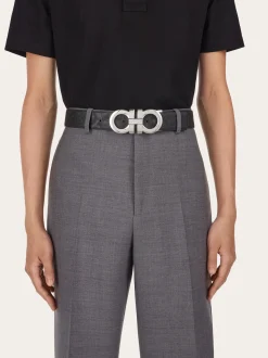 Reversible and adjustable Gancini belt - Men