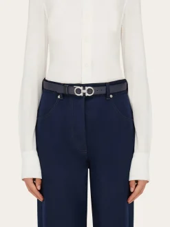 Reversible and adjustable Gancini belt - Women