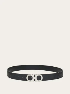 Reversible and adjustable Gancini belt - Men