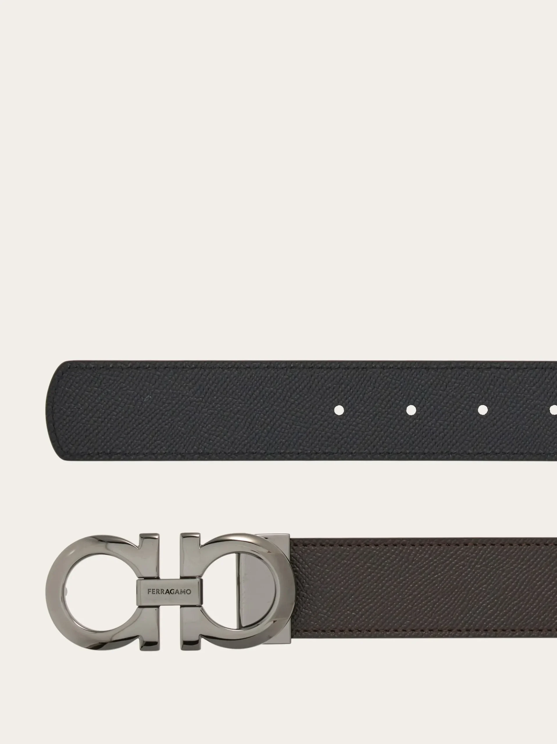 Reversible and adjustable Gancini belt - Men