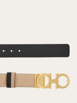 Reversible and adjustable Gancini belt - Women