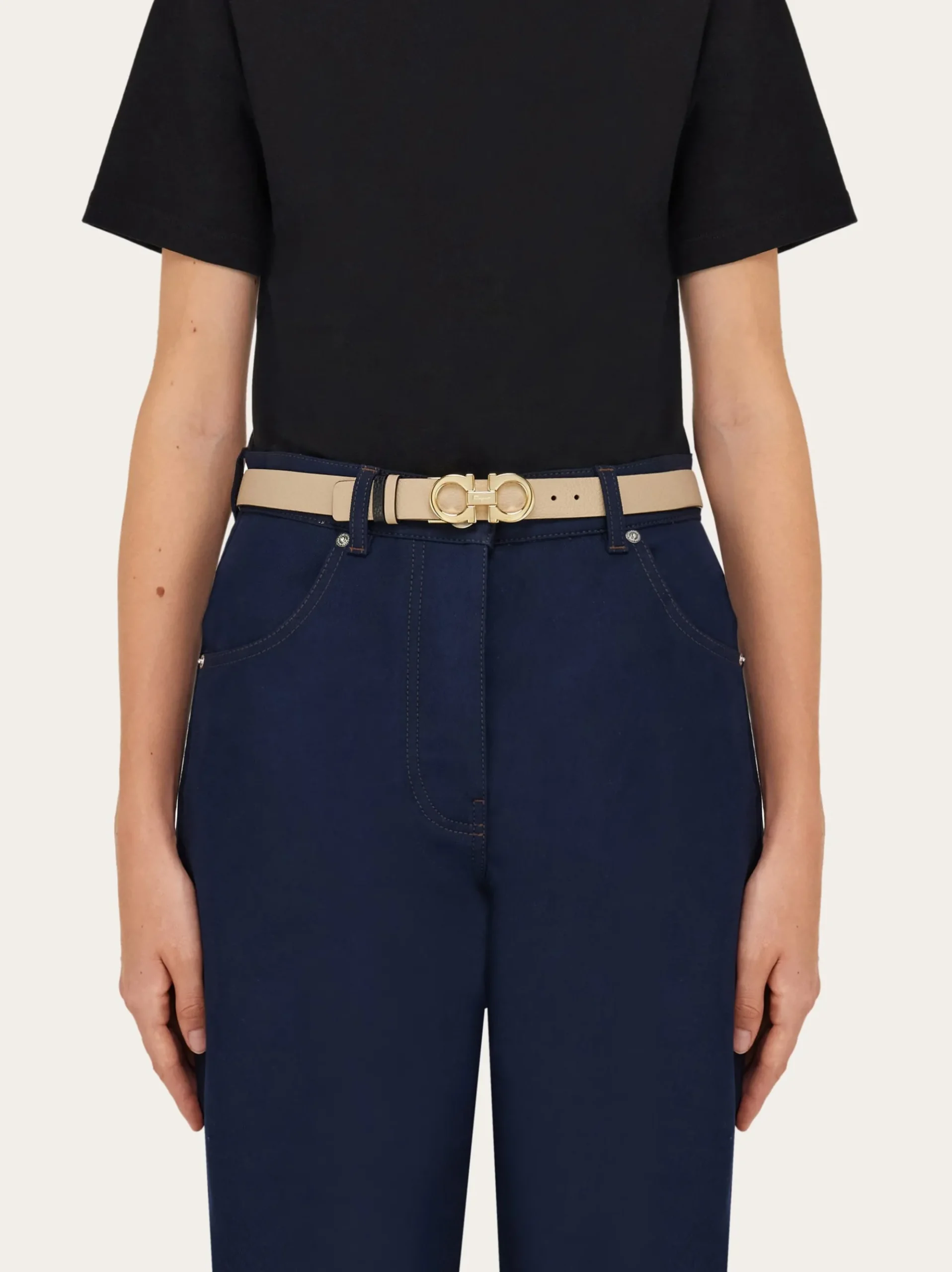 Reversible and adjustable Gancini belt - Women