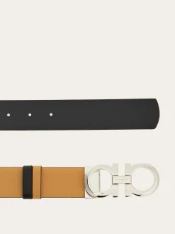 Reversible and adjustable Gancini belt - Women
