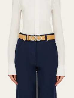 Reversible and adjustable Gancini belt - Women