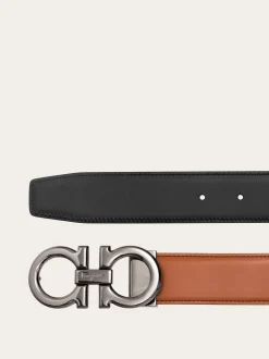 Reversible and adjustable Gancini belt - Men