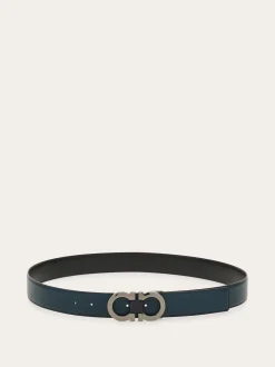 Reversible and adjustable Gancini belt - Men