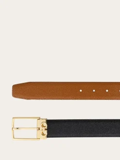 Reversible and adjustable Gancini belt - Men