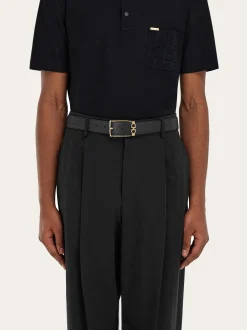 Reversible and adjustable Gancini belt - Men