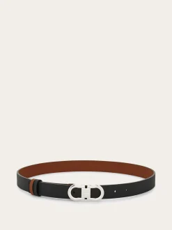 Reversible and adjustable Gancini belt - Women