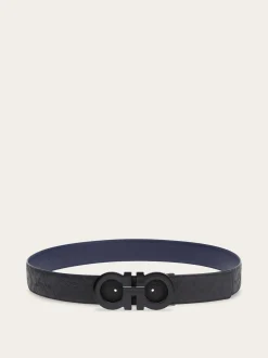 Reversible and adjustable Gancini belt - Men