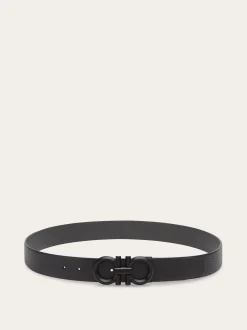 Reversible and adjustable Gancini belt - Men