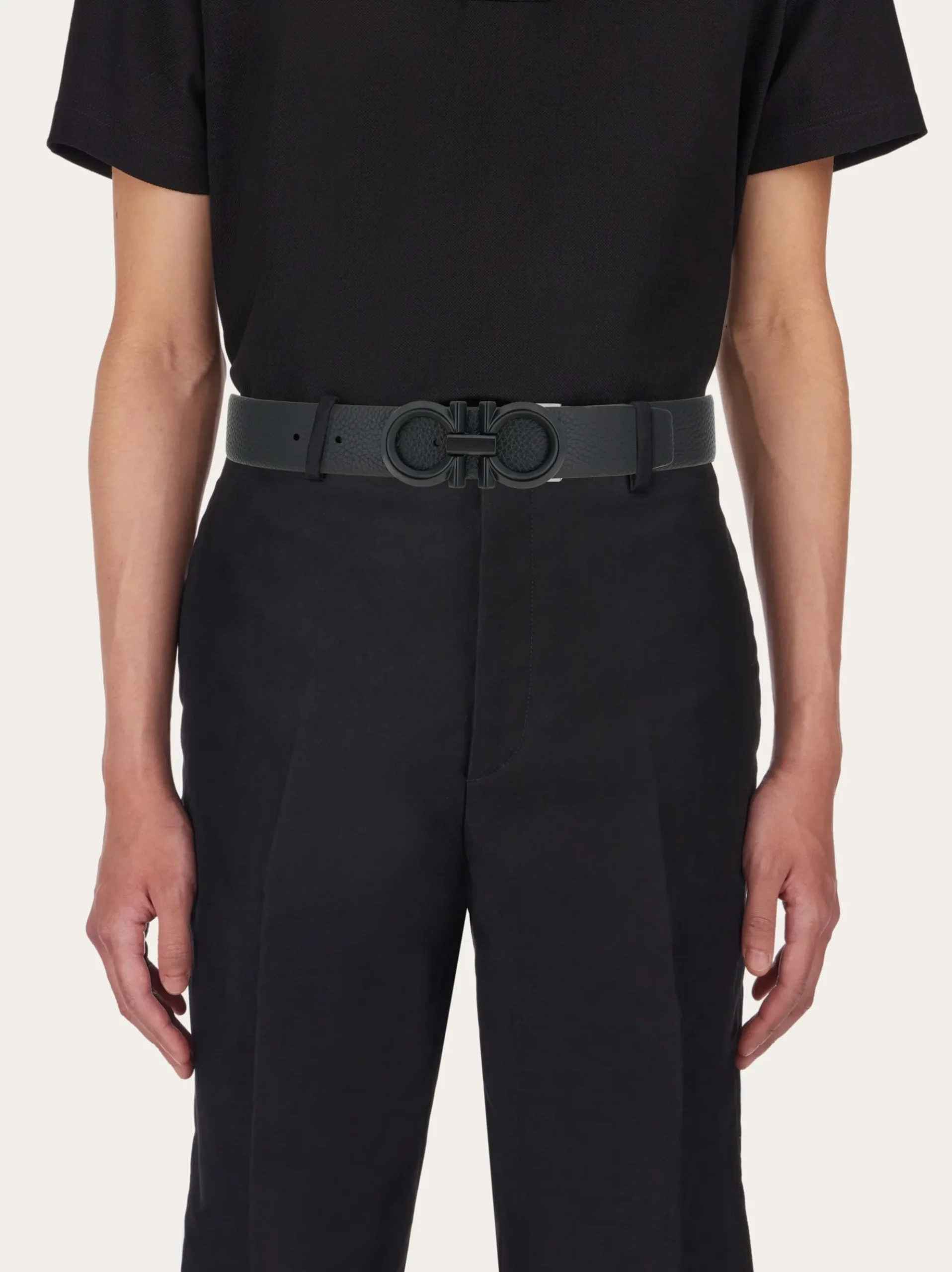Reversible and adjustable Gancini belt - Men