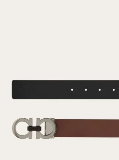Reversible and adjustable Gancini belt - Men