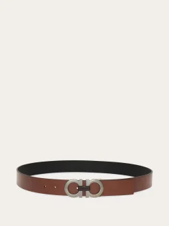 Reversible and adjustable Gancini belt - Men