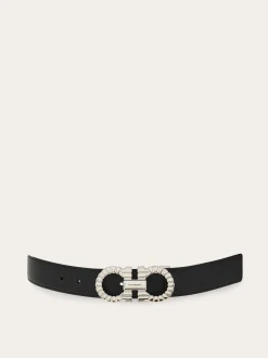 Reversible and adjustable Gancini belt - Men