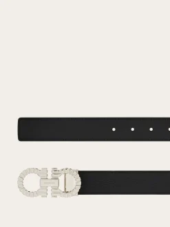 Reversible and adjustable Gancini belt - Men