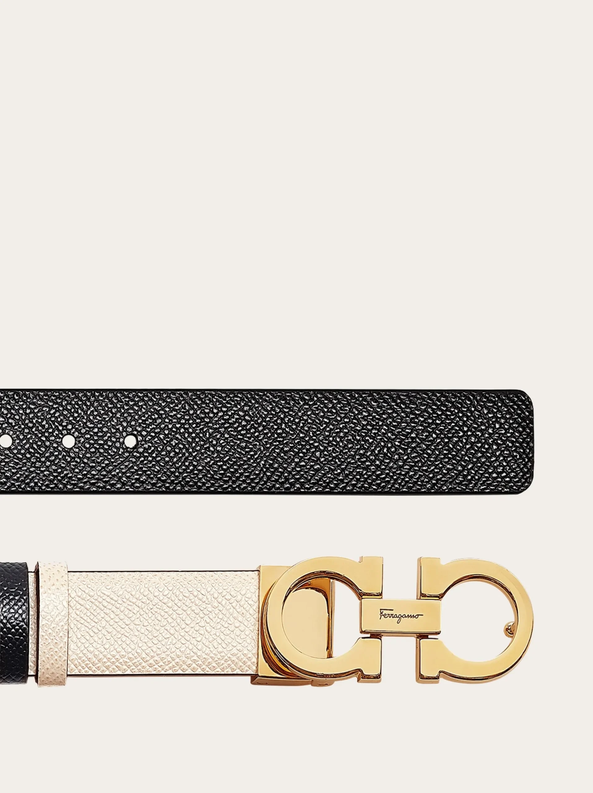 Reversible and adjustable Gancini belt - Women