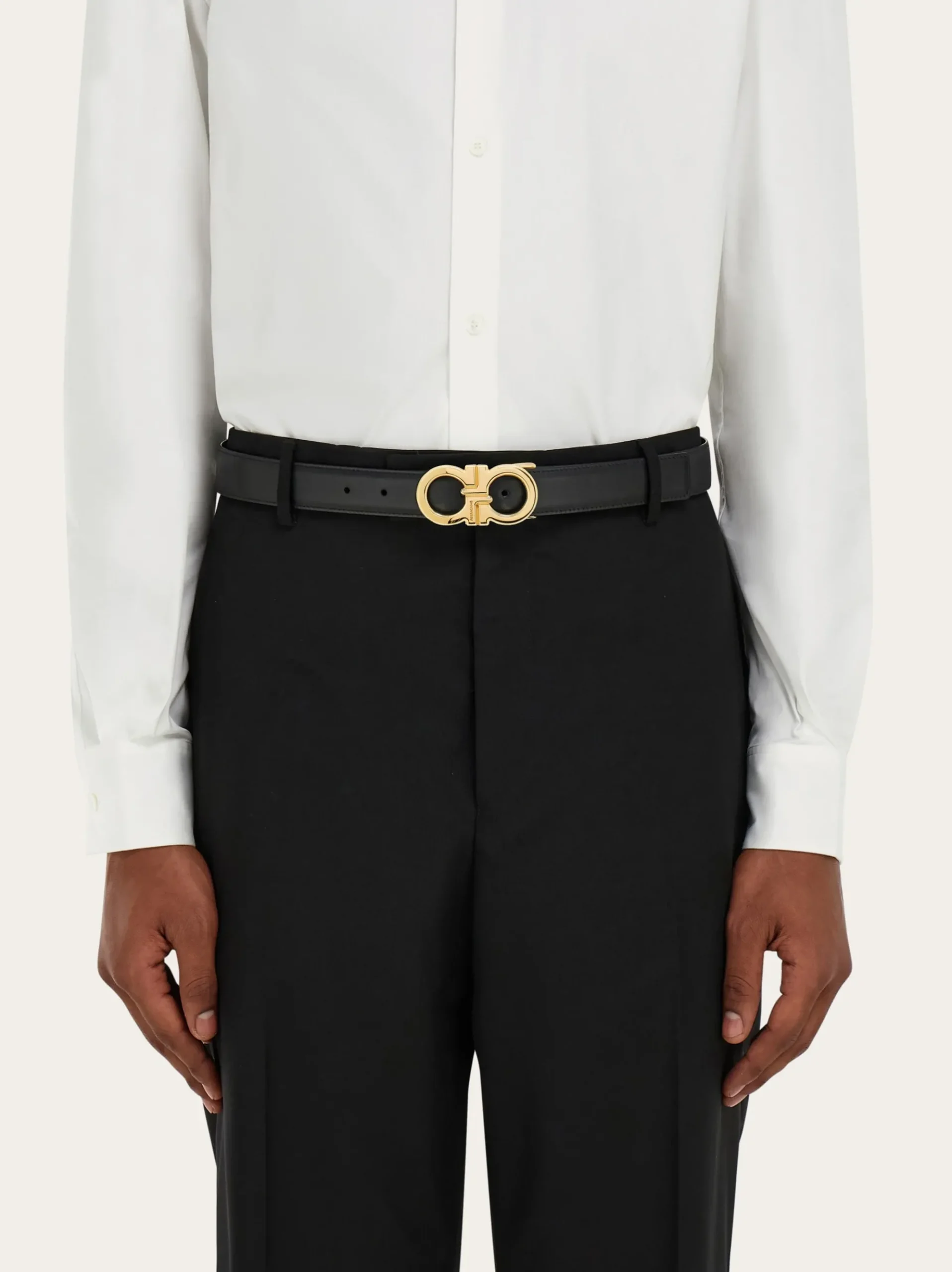 Reversible and adjustable Gancini belt - Men