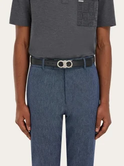 Reversible and adjustable Gancini belt - Men