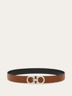 Reversible and adjustable Gancini belt - Men