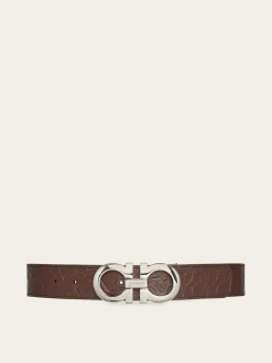 Reversible and adjustable Gancini belt - Men