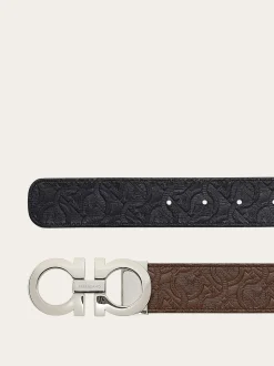 Reversible and adjustable Gancini belt - Men