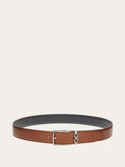 Reversible and adjustable Gancini belt - Men
