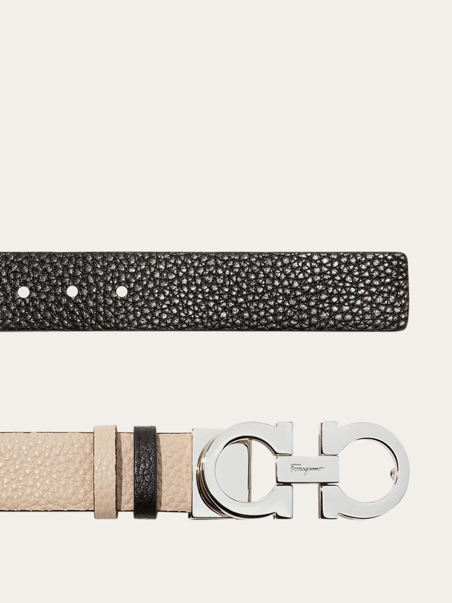 Reversible and adjustable Gancini belt - Women