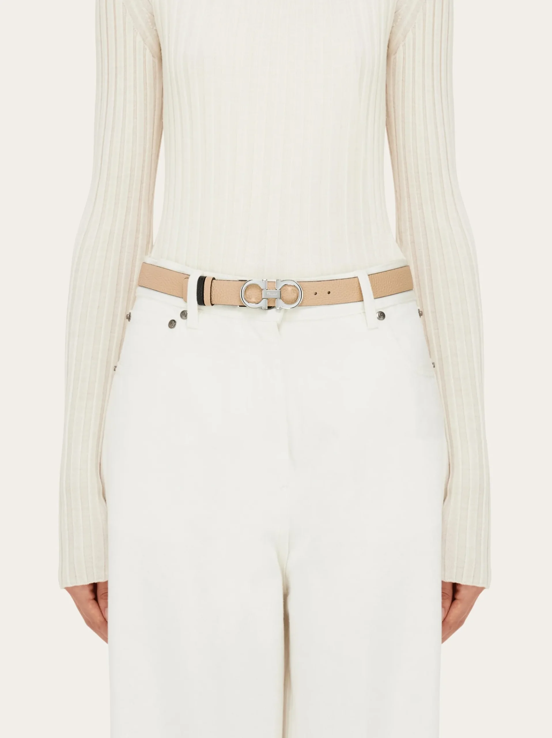 Reversible and adjustable Gancini belt - Women