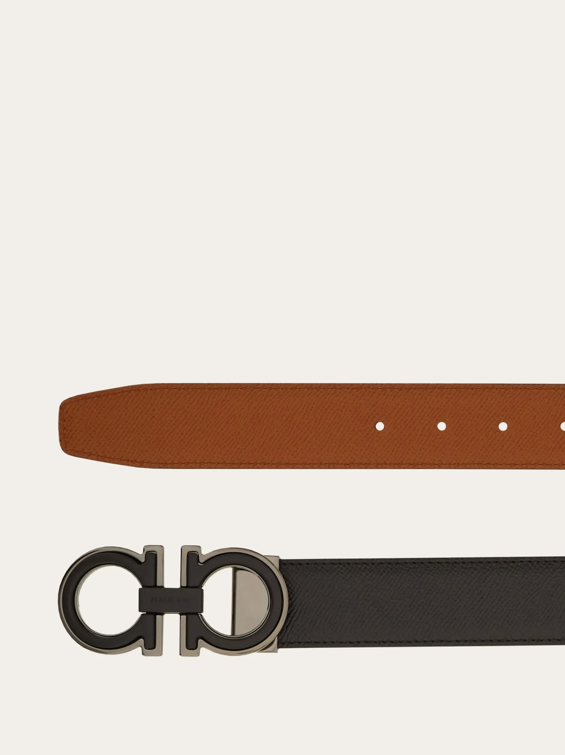 Reversible and adjustable Gancini belt - Men