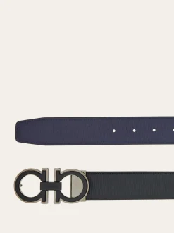 Reversible and adjustable Gancini belt - Men
